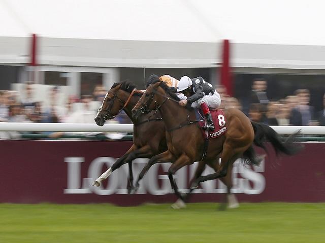 Hugo's Covert Love (far side) winning The Prix DeL'Opera Longines
